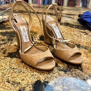 Jimmy choo cork ankle strap sandals size 6.5